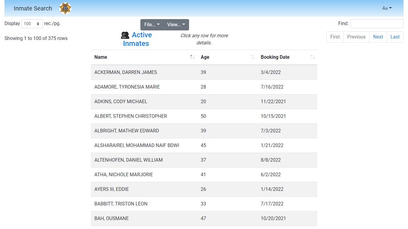 Inmate Search